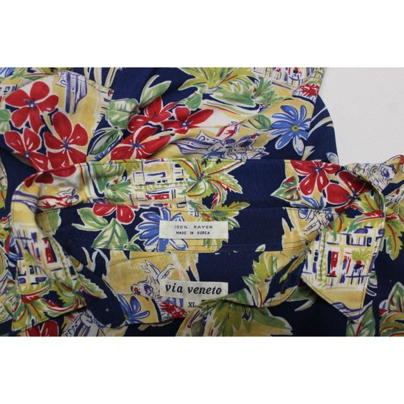 Vintage Via Veneto men's floral button front Hawaiian‎ short sleeve shirt - Picture 13 of 15
